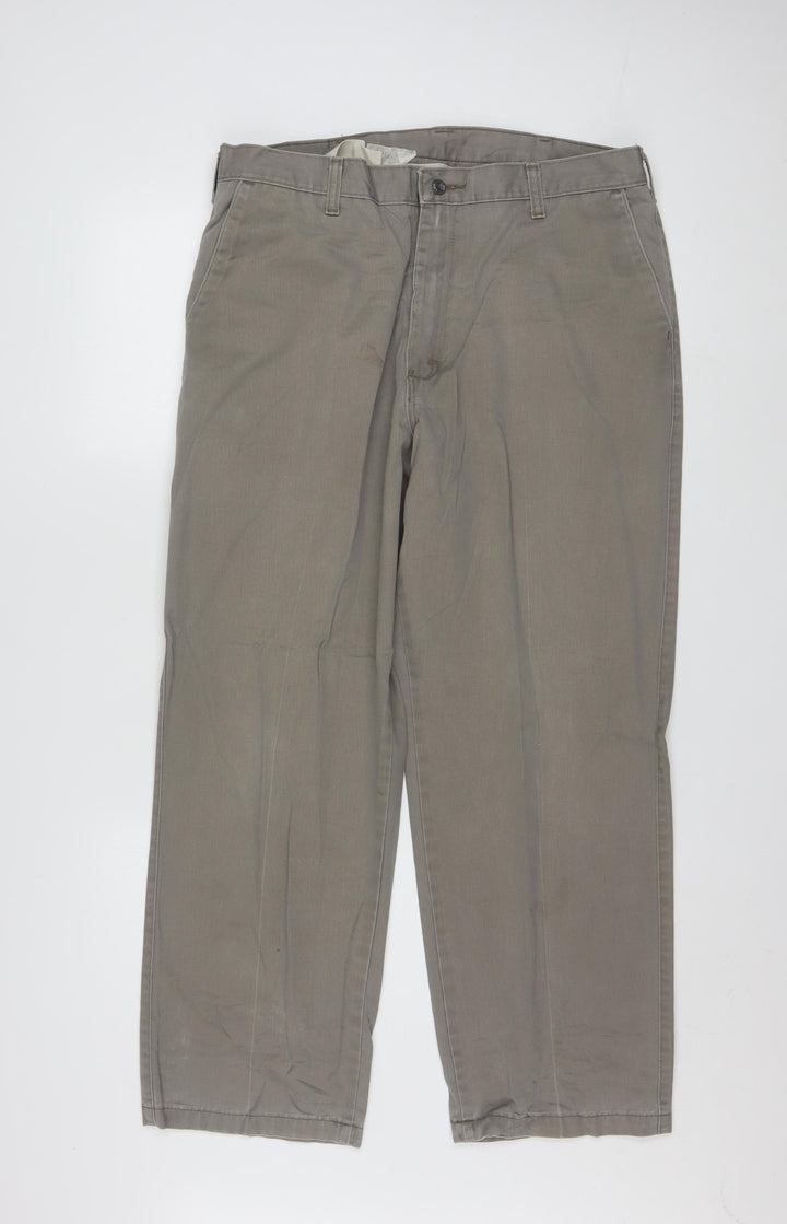 Lee Men's Grey Khakis Trousers 36x29 Cotton Regular Fit