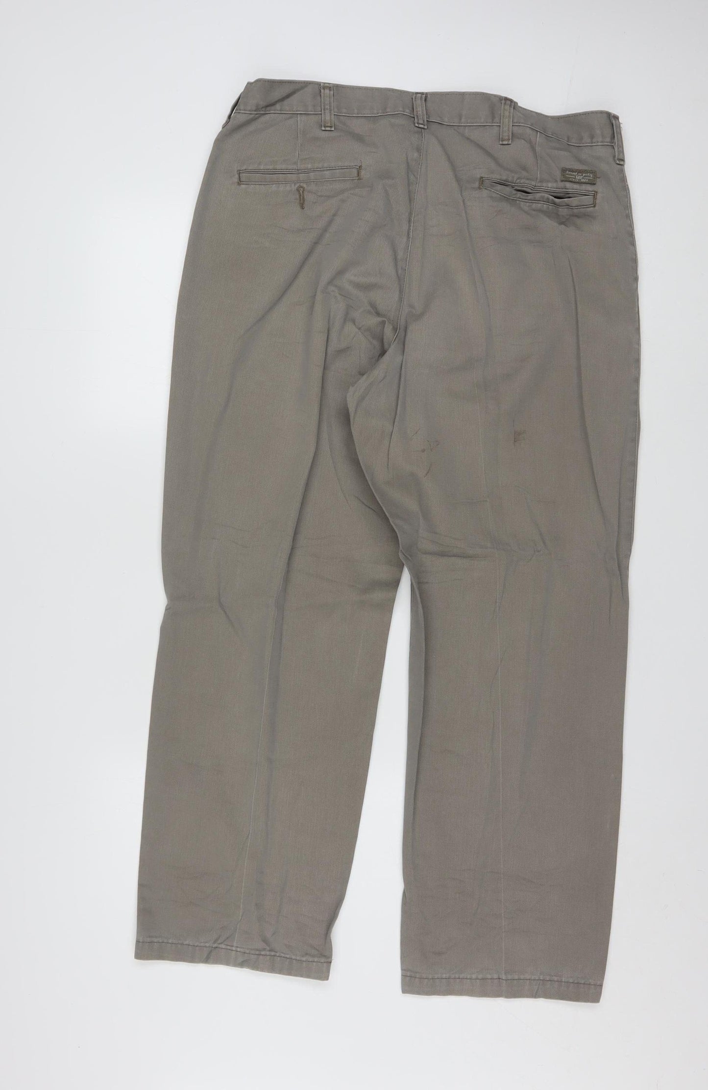 Lee Men's Grey Khakis Trousers 36x29 Cotton Regular Fit