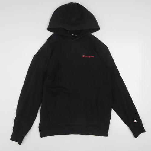 Champion Men’s Black Pullover Hoodie Small Retro Logo Fleece Sweatshirt