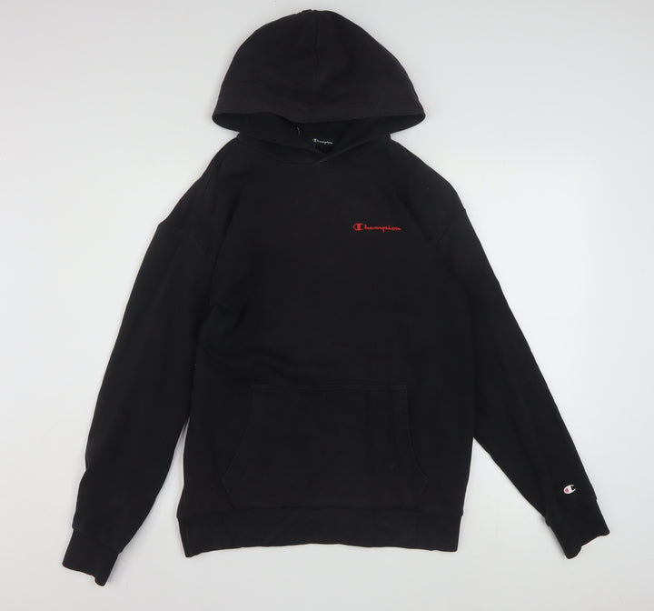 Champion Men’s Black Pullover Hoodie Small Retro Logo Fleece Sweatshirt