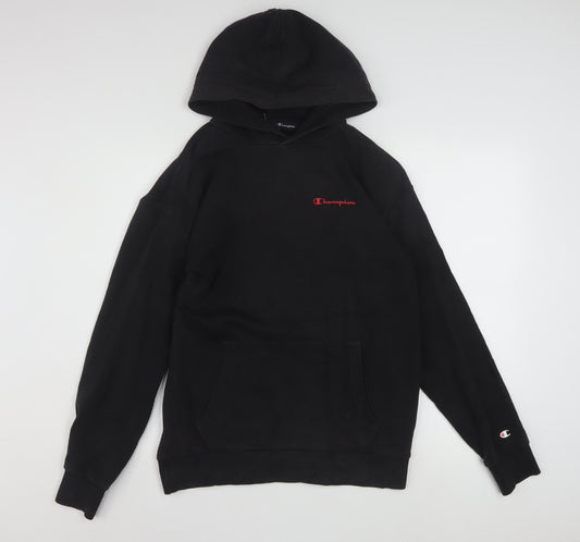 Champion Men’s Black Pullover Hoodie Small Retro Logo Fleece Sweatshirt