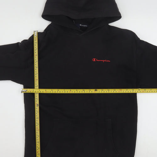 Champion Men’s Black Pullover Hoodie Small Retro Logo Fleece Sweatshirt