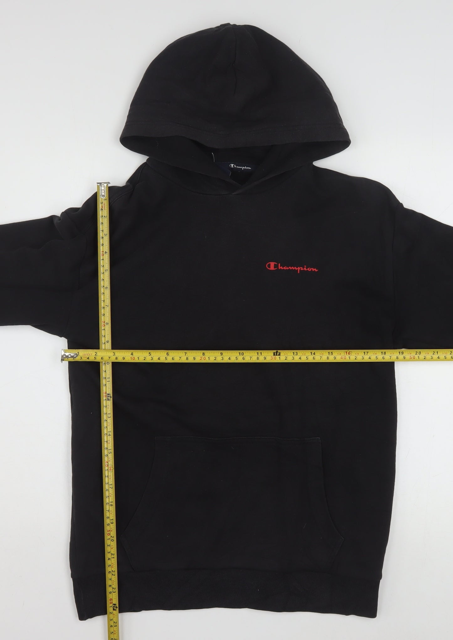 Champion Men’s Black Pullover Hoodie Small Retro Logo Fleece Sweatshirt