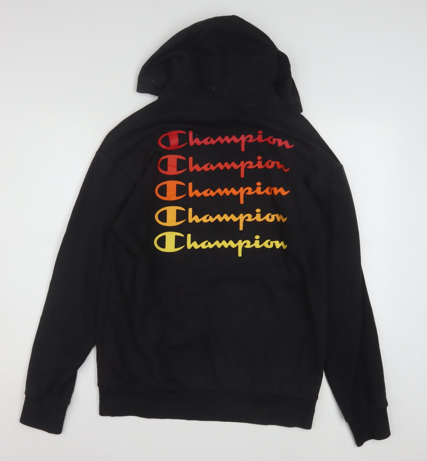 Champion Men’s Black Pullover Hoodie Small Retro Logo Fleece Sweatshirt