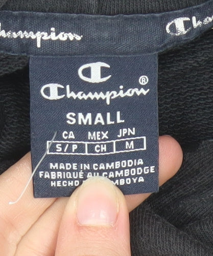 Champion Men’s Black Pullover Hoodie Small Retro Logo Fleece Sweatshirt