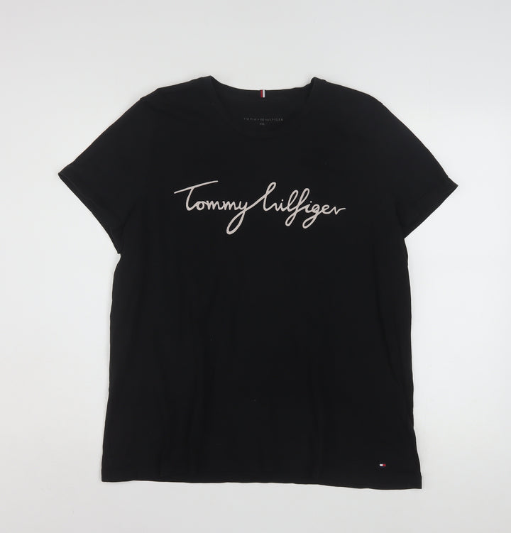 Tommy Hilfiger Women's Black 2XL Cotton Basic T-Shirt