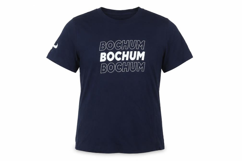 Front view of Nike Men's Blue Bochum Graphic Cotton T-Shirt M