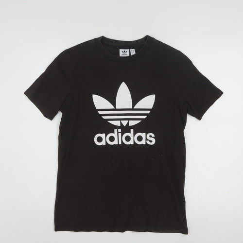 Adidas Womens Black Crew Neck Short Sleeve T-Shirt Size 14
