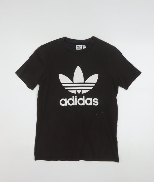 Adidas Womens Black Crew Neck Short Sleeve T-Shirt Size 14