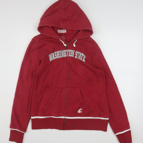 Nike Women Red Full Zip Hoodie Washington State L 16/18 Casual Athletic