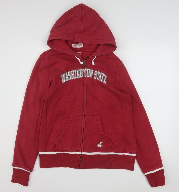 Nike Women Red Full Zip Hoodie Washington State L 16/18 Casual Athletic