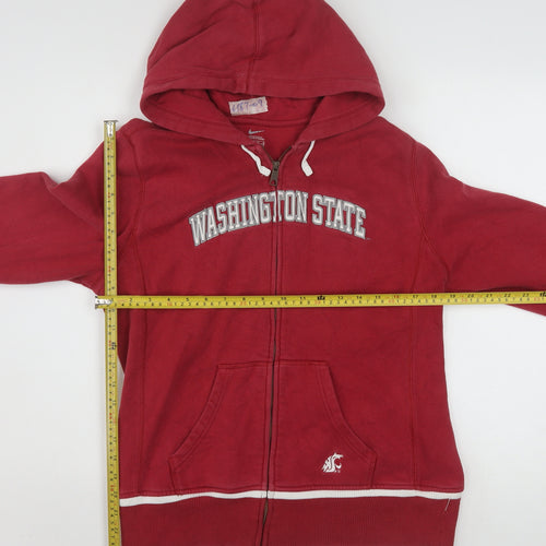 Nike Women Red Full Zip Hoodie Washington State L 16/18 Casual Athletic