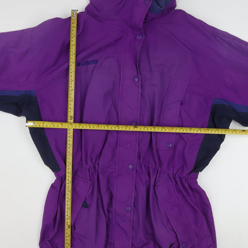 Columbia Women Purple Nylon Parka Jacket L Waterproof Lined Vintage