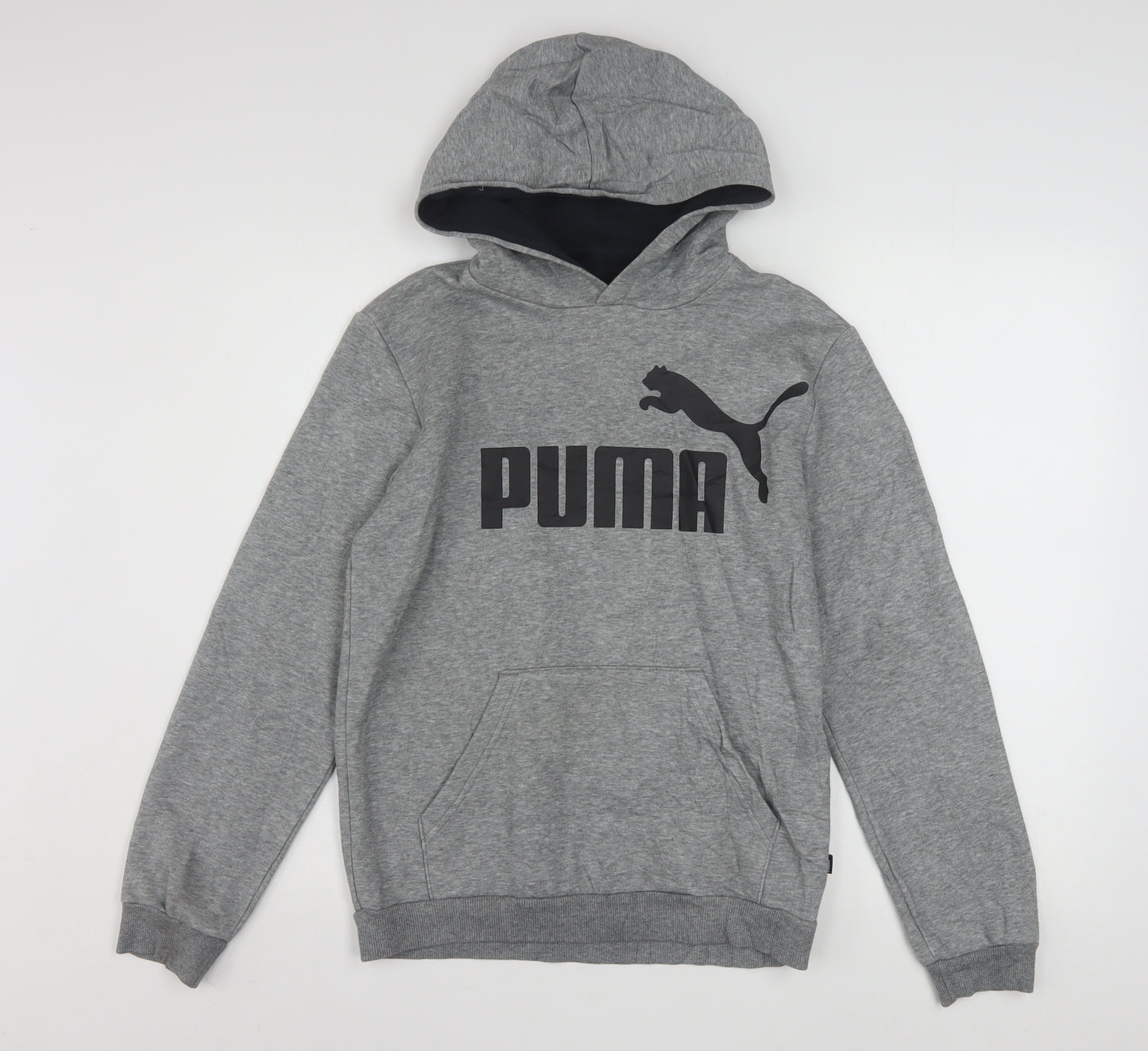 Puma Boys Grey Pullover Hoodie Fleece 13-14 Years Logo Graphic