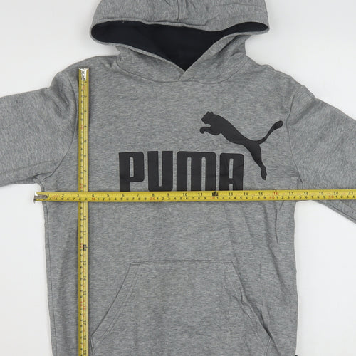 Puma Boys Grey Pullover Hoodie Fleece 13-14 Years Logo Graphic