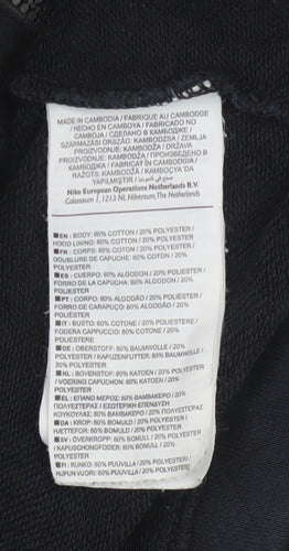 Nike Men's Black Full Zip Hoodie XS Regular Fit Cotton Blend