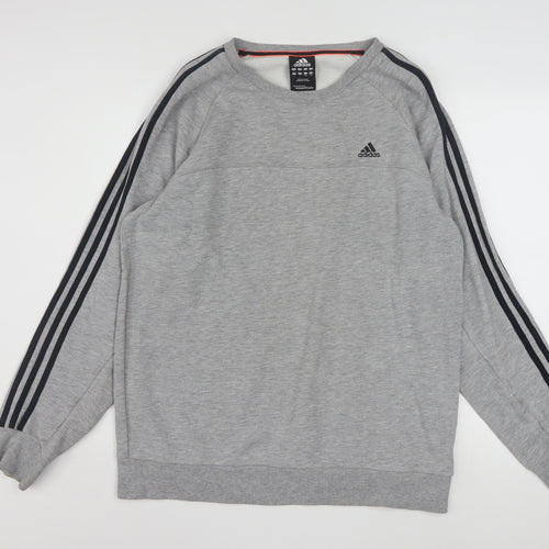 Adidas Men's Grey Crew Neck Pullover Sweatshirt L Sports Style