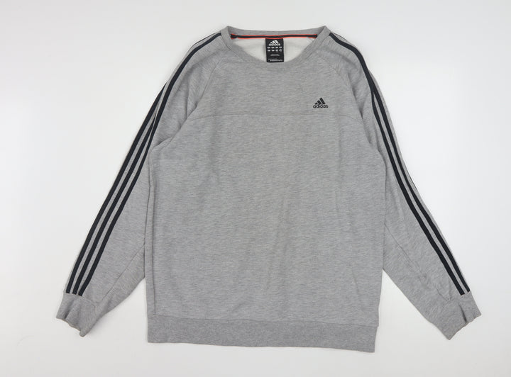 Adidas Men's Grey Crew Neck Pullover Sweatshirt L Sports Style