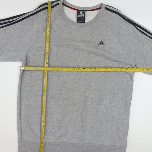 Adidas Men's Grey Crew Neck Pullover Sweatshirt L Sports Style