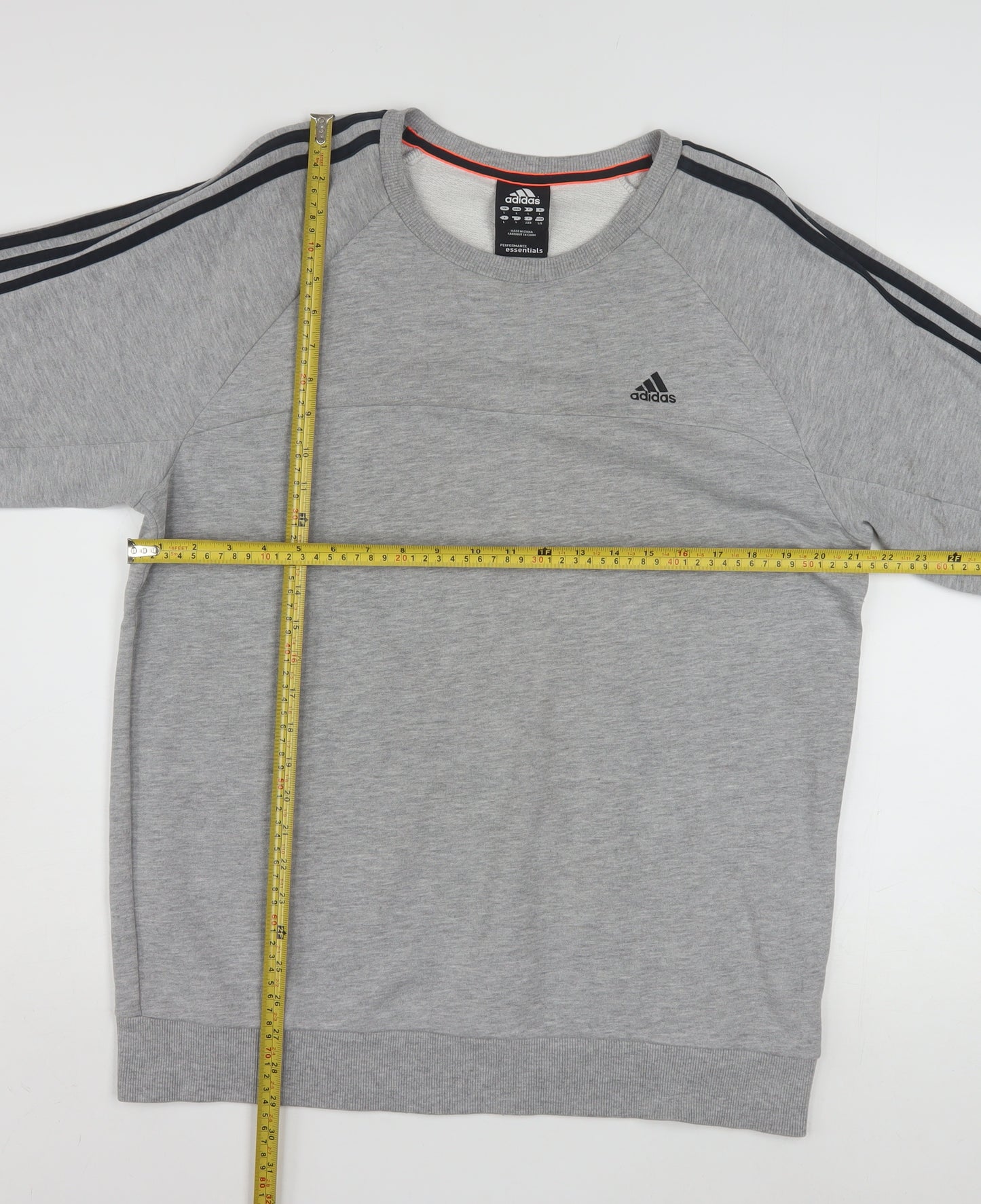 Adidas Men's Grey Crew Neck Pullover Sweatshirt L Sports Style