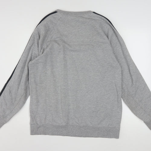 Adidas Men's Grey Crew Neck Pullover Sweatshirt L Sports Style