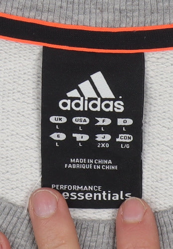 Adidas Men's Grey Crew Neck Pullover Sweatshirt L Sports Style