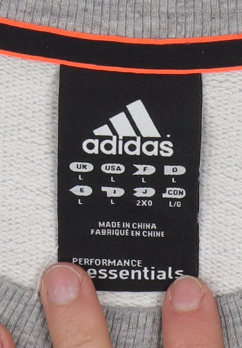Adidas Men's Grey Crew Neck Pullover Sweatshirt L Sports Style