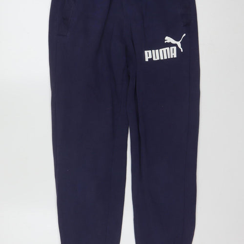 Puma Men's Blue Jogger Sweatpants S Regular Fit Fleece Trousers