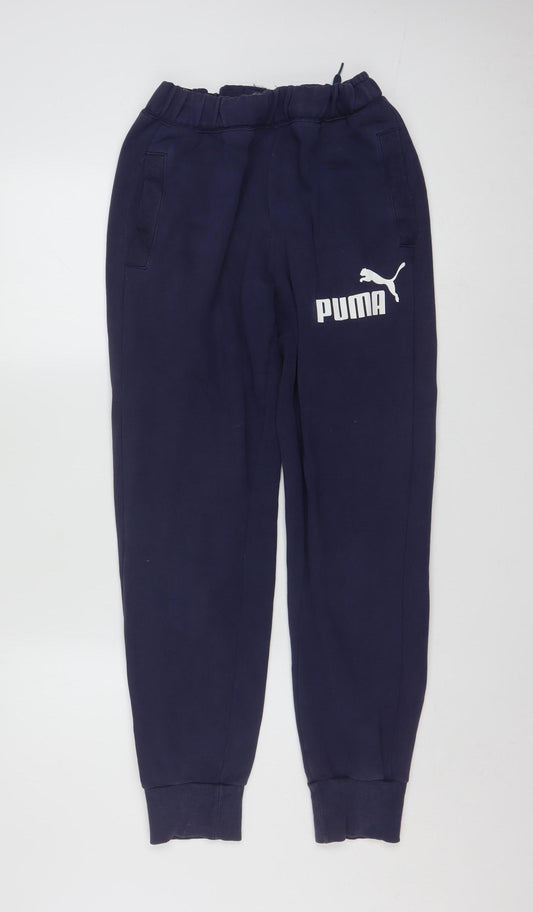 Puma Men's Blue Jogger Sweatpants S Regular Fit Fleece Trousers