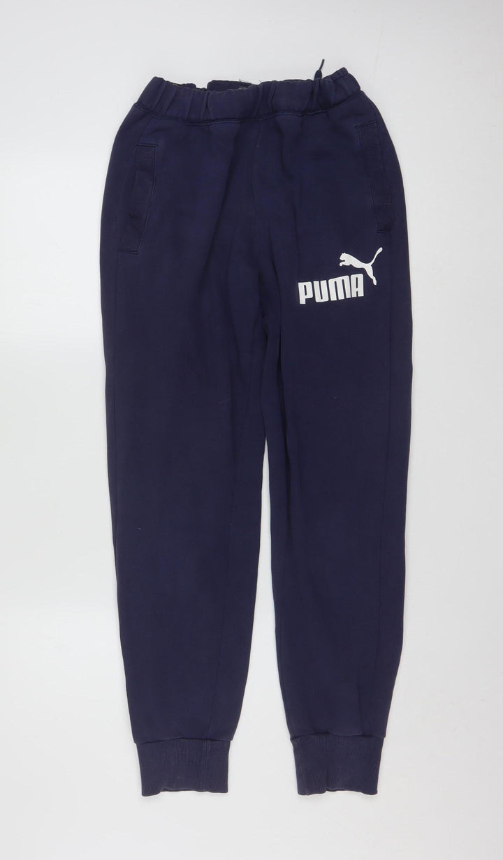 Puma Men's Blue Jogger Sweatpants S Regular Fit Fleece Trousers