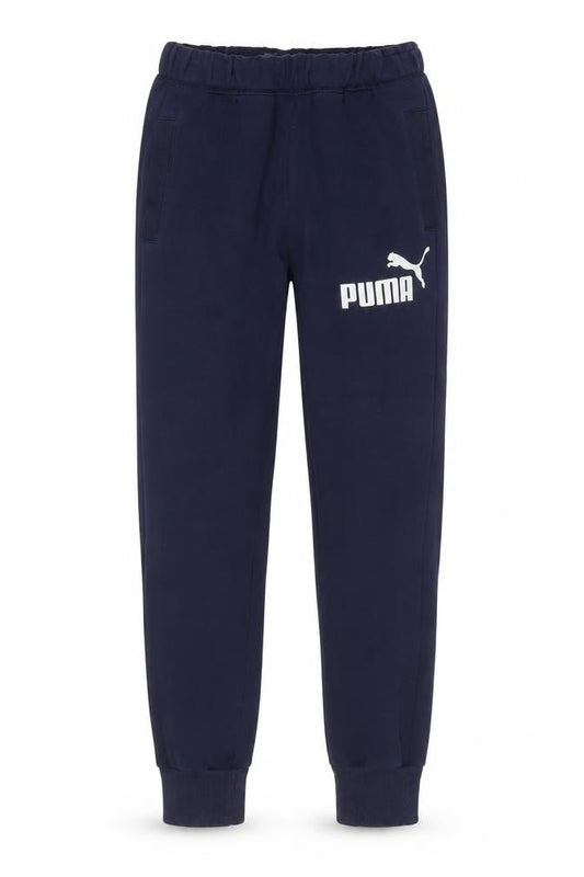 Front view of Puma Men's Blue Jogger Sweatpants S Regular Fit Fleece Trousers