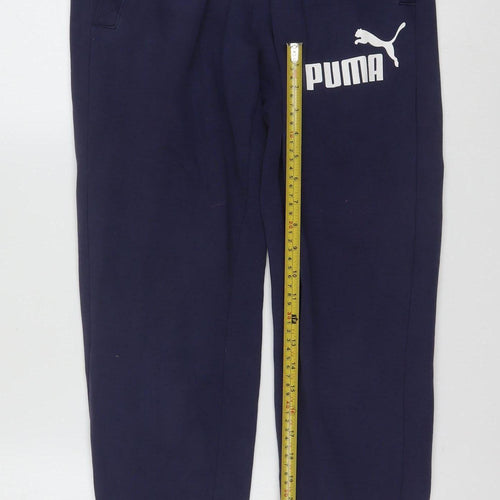 Puma Men's Blue Jogger Sweatpants S Regular Fit Fleece Trousers