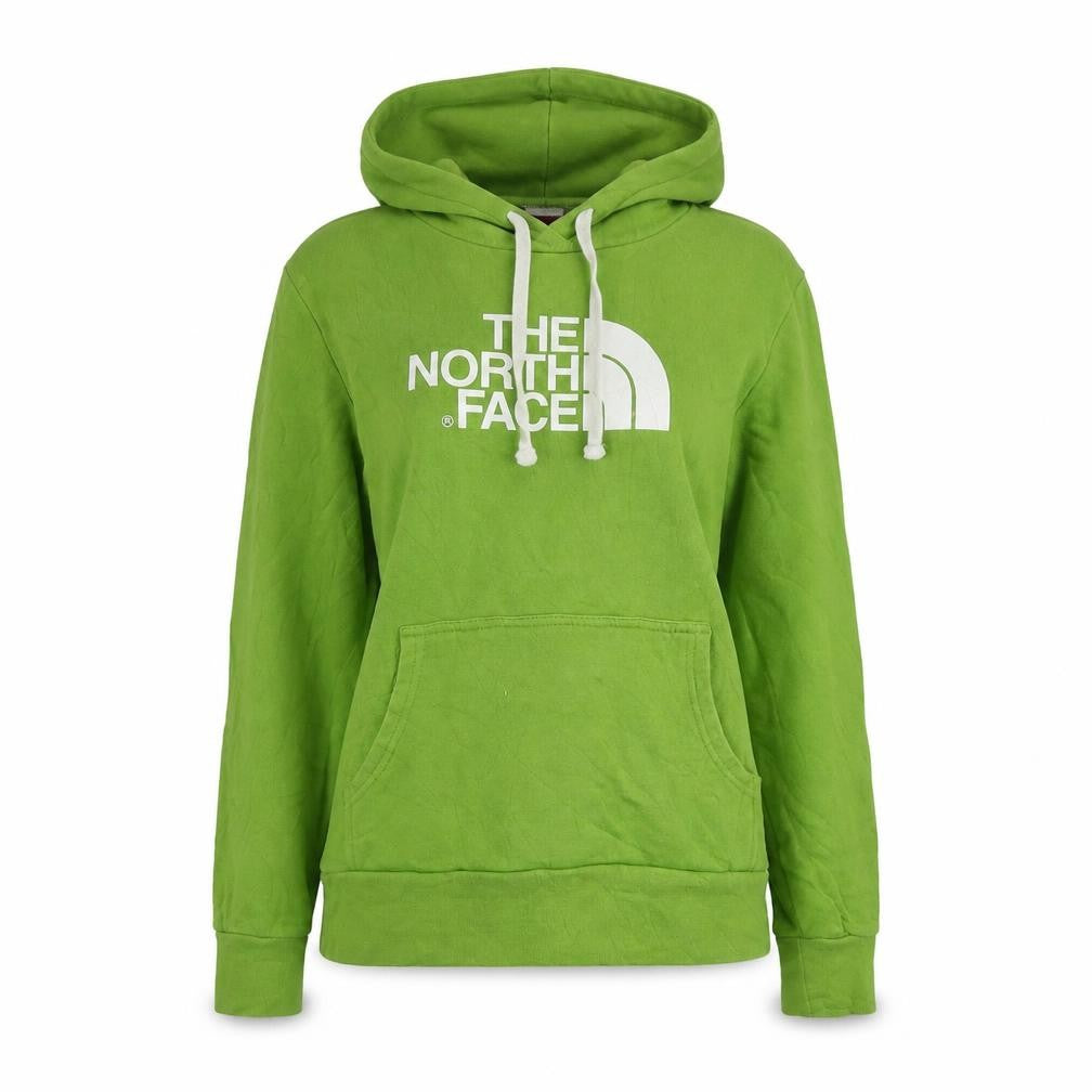 Front view of The North Face women’s green pullover hoodie medium cotton blend