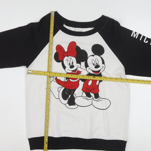 Disney Girls Black & White Mickey & Minnie Sweatshirt M (7-9) Cotton Blend