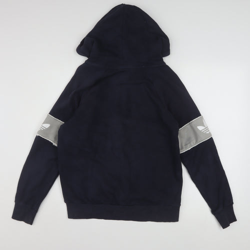 Adidas Women Navy Blue Pullover Hoodie Size L Cotton Blend Logo