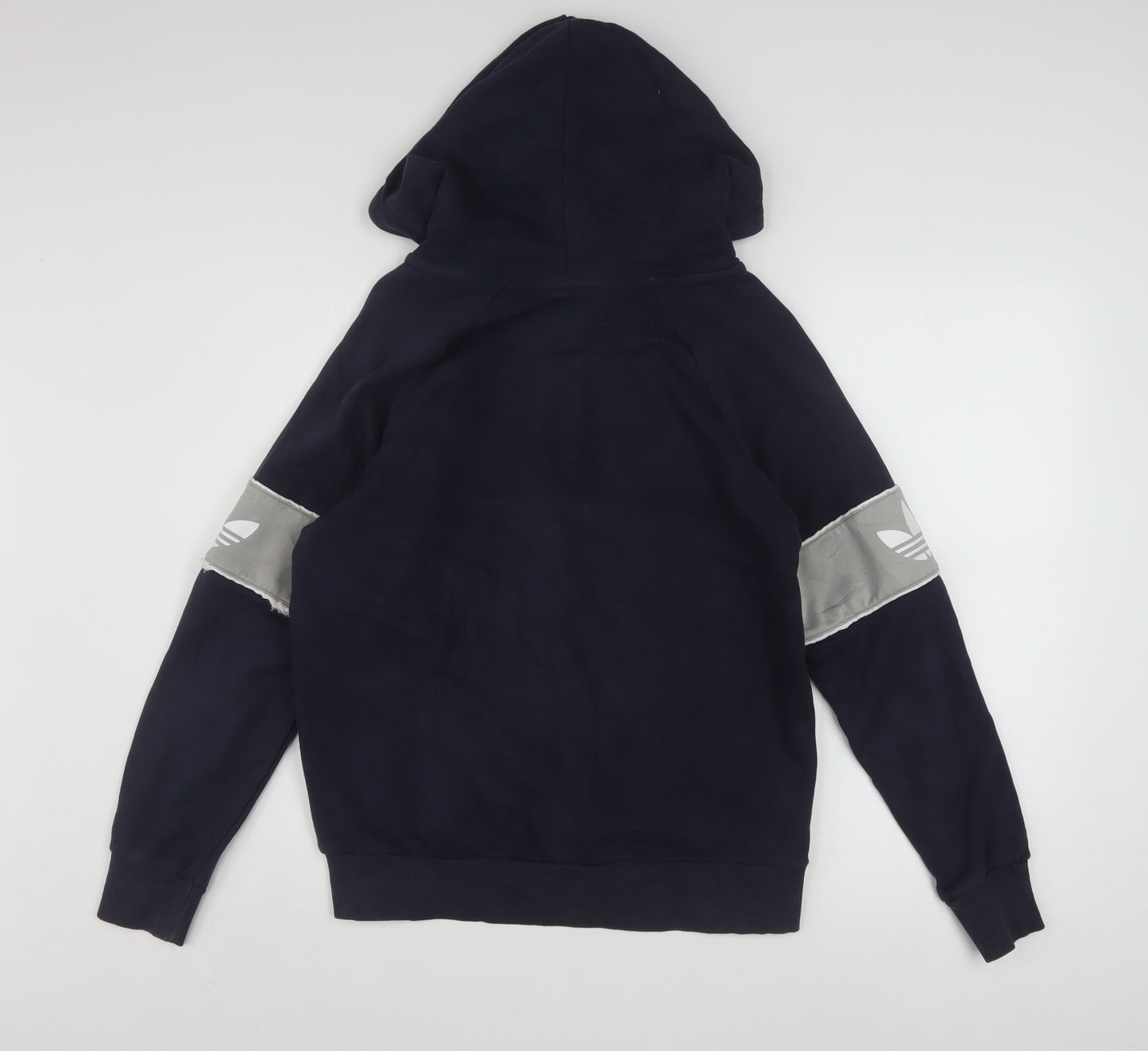 Adidas Women Navy Blue Pullover Hoodie Size L Cotton Blend Logo