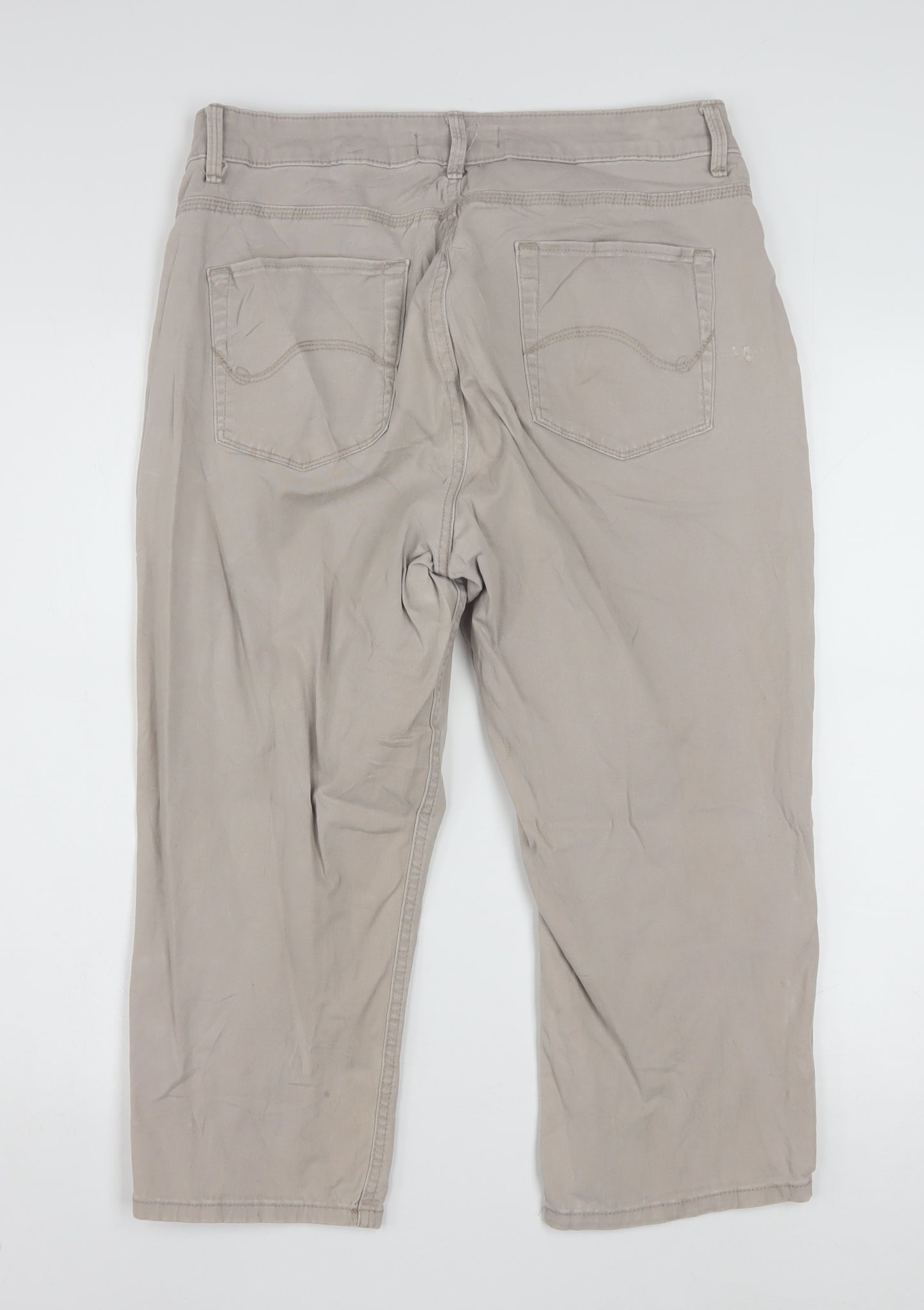 Lee Women Beige Chino Trousers Size 14 Cotton Stretch