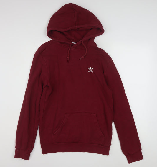 Adidas Men's Red Pullover Hoodie XS Logo Fleece Sweatshirt