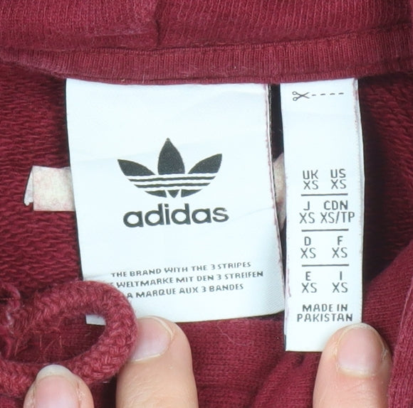Adidas Men's Red Pullover Hoodie XS Logo Fleece Sweatshirt