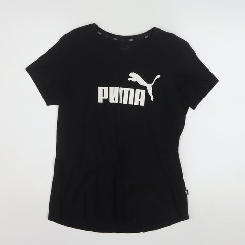 Puma Womens Black Cotton Crew Neck Short Sleeve T-Shirt Size 14