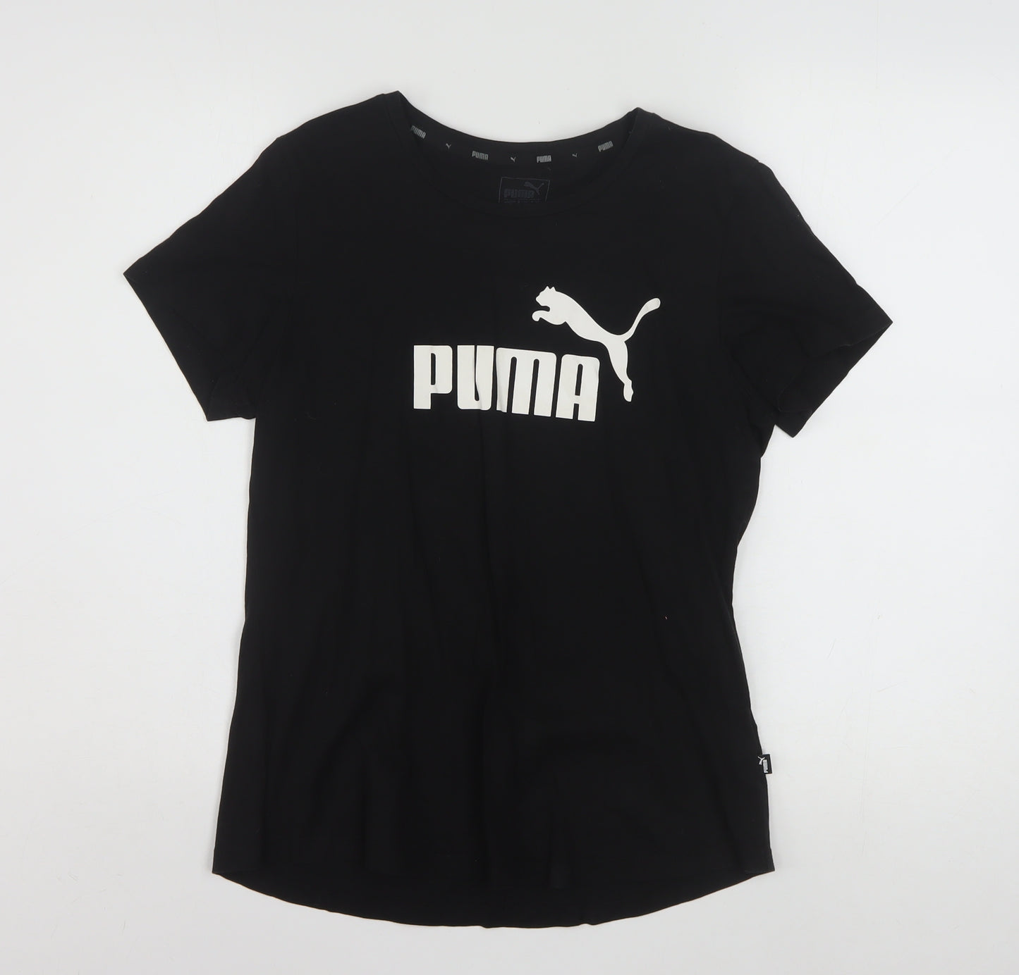 Puma Womens Black Cotton Crew Neck Short Sleeve T-Shirt Size 14