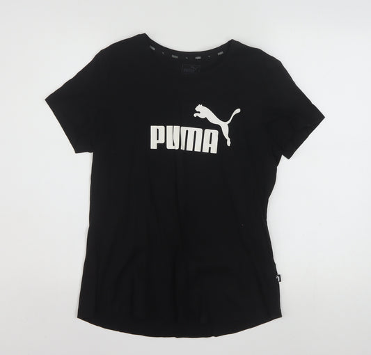 Puma Womens Black Cotton Crew Neck Short Sleeve T-Shirt Size 14