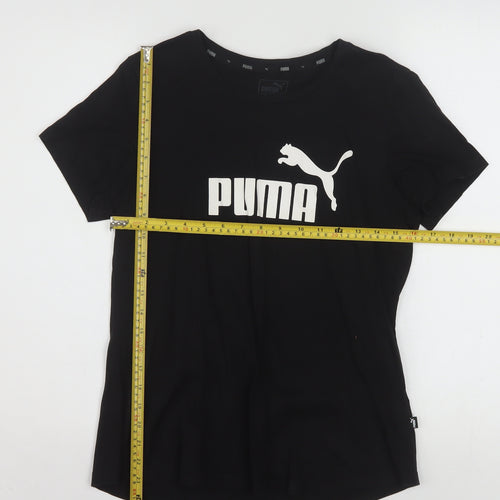 Puma Womens Black Cotton Crew Neck Short Sleeve T-Shirt Size 14