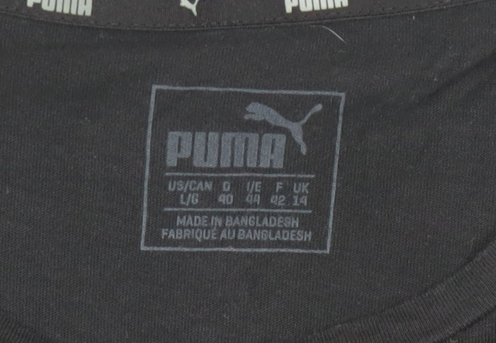Puma Womens Black Cotton Crew Neck Short Sleeve T-Shirt Size 14