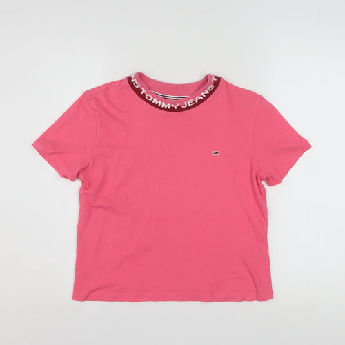 Tommy Jeans Womens Pink Cotton Crew Neck T-Shirt Size M
