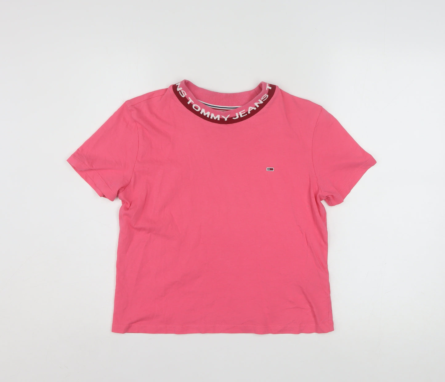Tommy Jeans Womens Pink Cotton Crew Neck T-Shirt Size M