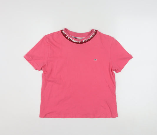 Tommy Jeans Womens Pink Cotton Crew Neck T-Shirt Size M