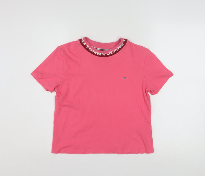Tommy Jeans Womens Pink Cotton Crew Neck T-Shirt Size M