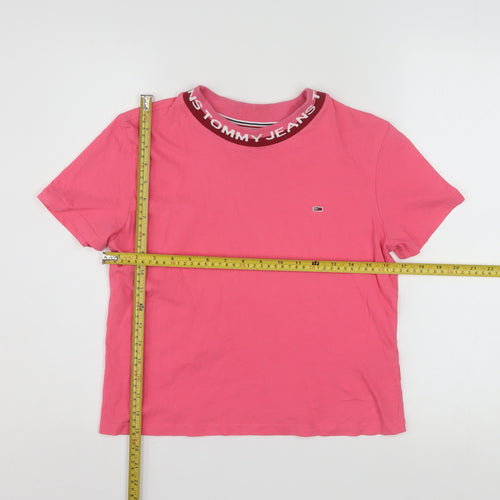 Tommy Jeans Womens Pink Cotton Crew Neck T-Shirt Size M