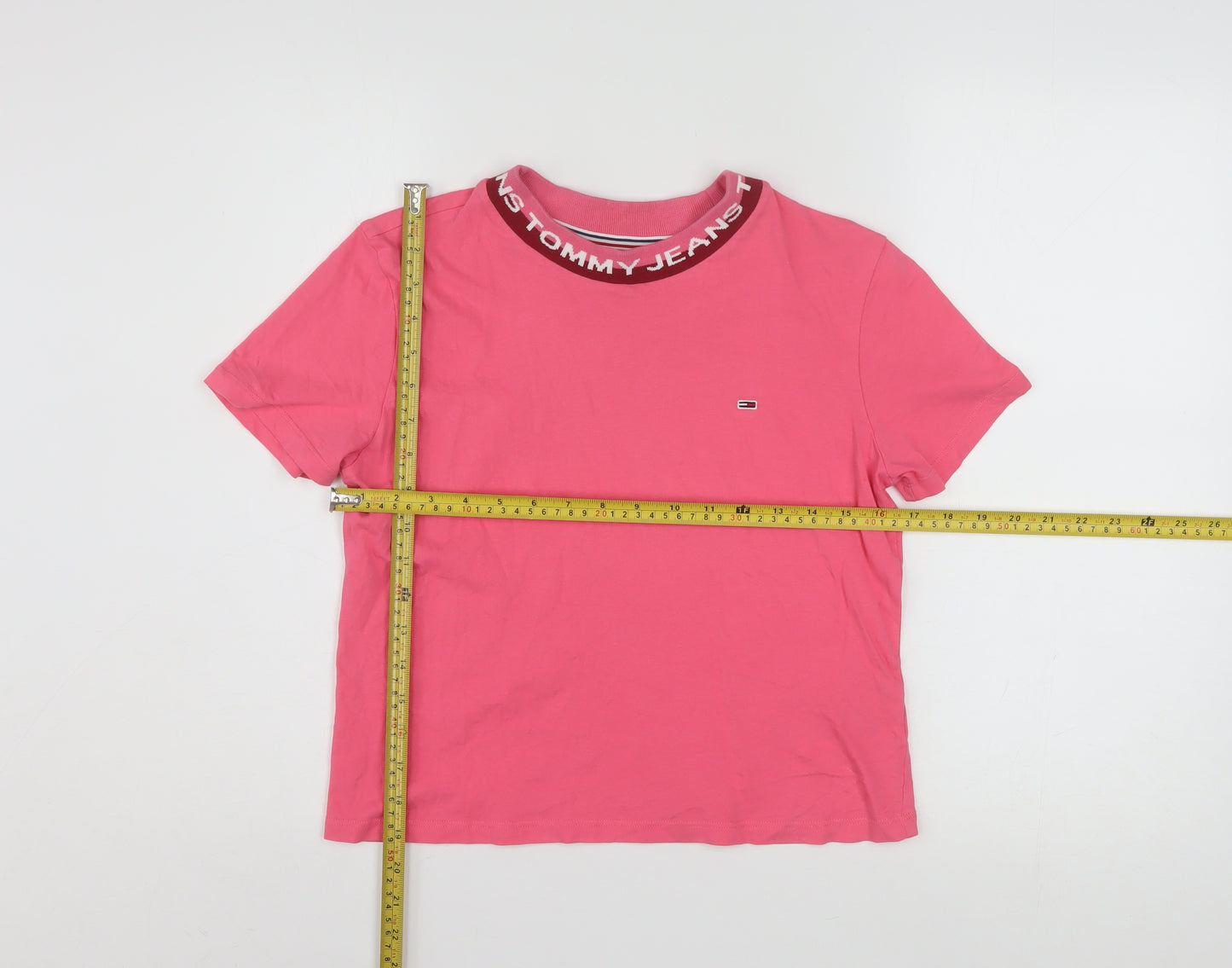 Tommy Jeans Womens Pink Cotton Crew Neck T-Shirt Size M